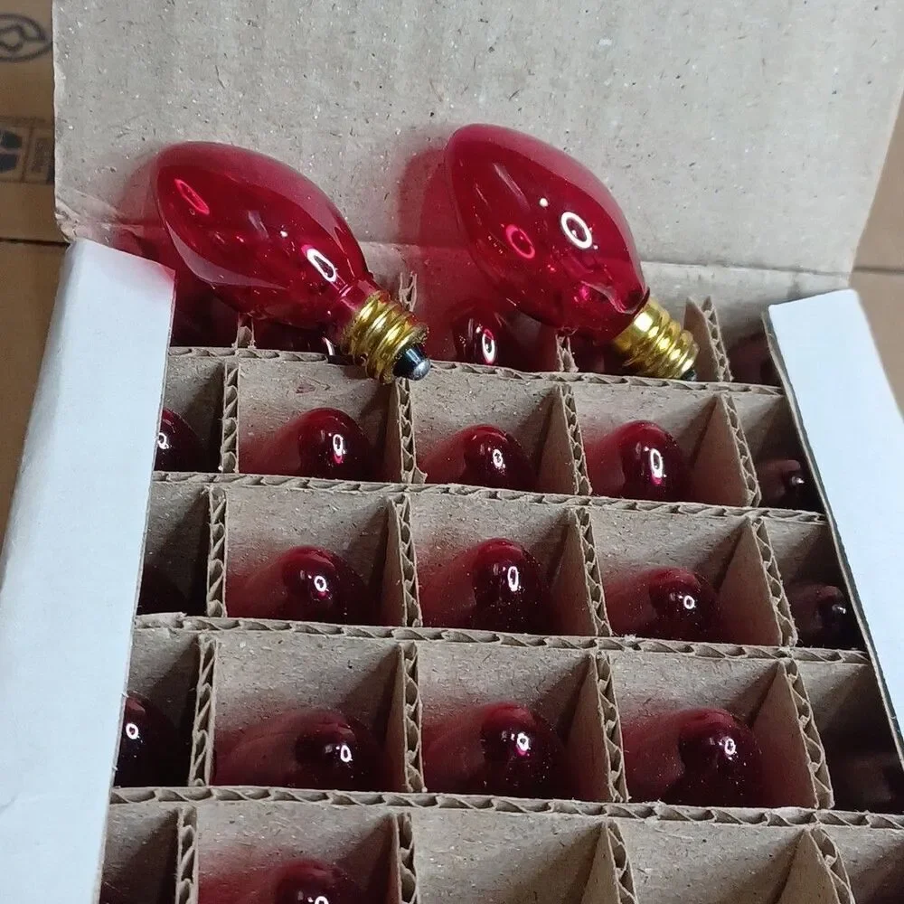 C7 5W Pink Box of 25 Replacement Bulbs Transparent 130v NOS Light Show Craft